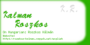 kalman roszkos business card